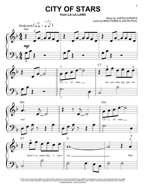 city of stars piano letters